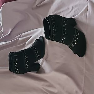 Jessica Simpson Midara Open Toe Studded Heeled Booties - Size 8
